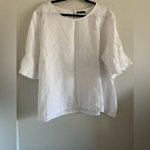 For Cynthia Linen Top White Beach Resort Tropical